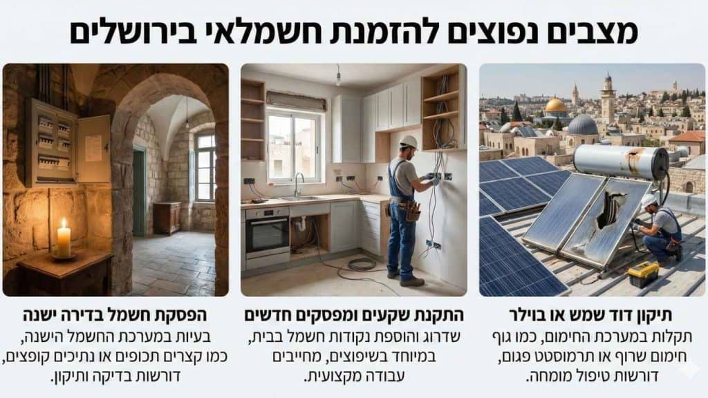 מצבים נפוצים להזמנת חשמלאי בירושלים מצבים נפוצים להזמנת חשמלאי בירושלים